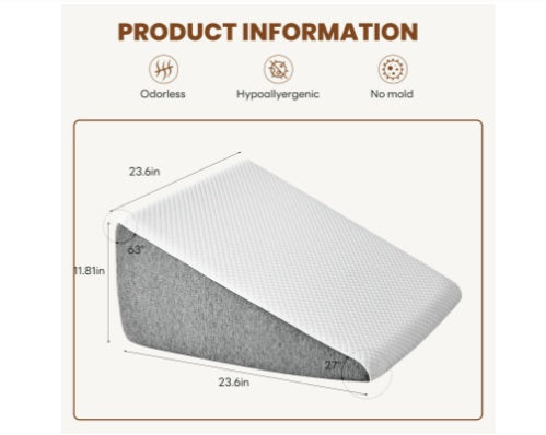 Wedge Pillow, Body Pillow , White& Grey